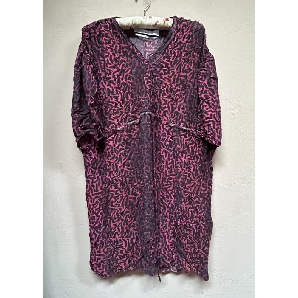 IRO Experience Animal Print Ruched Sleeve Shift Mini Dress Size 42 Purple France